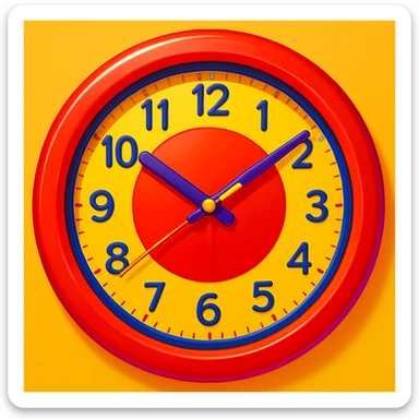 red wall clock, emoji style, more vibrant colors sticker