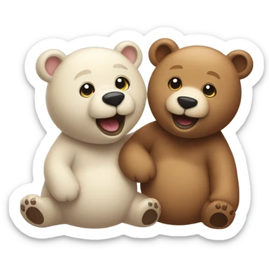 Happy bear with its twin sister  sticker