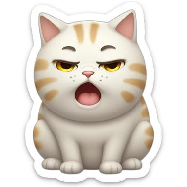 Crying chubby cat sticker