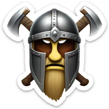 apple with two battle axes and a viking helmet  sticker