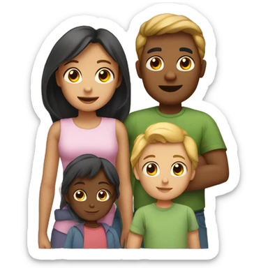 Family with 3 kids 1 girl and 2 boys sticker