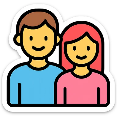 friendly and modern color outline icon of two parents sticker