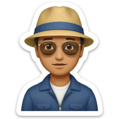 hombre viendo un bote sticker