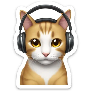 Cat with headphones sticker