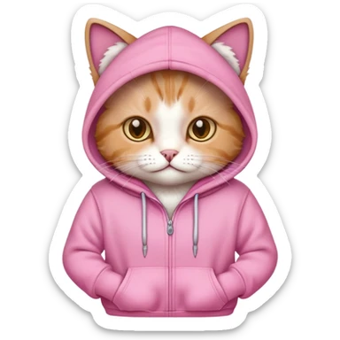 Cat with pink hoodie sticker
