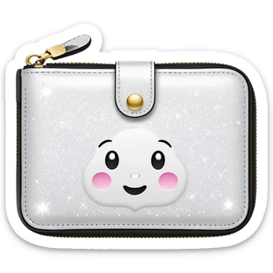 glitter white wallet sticker