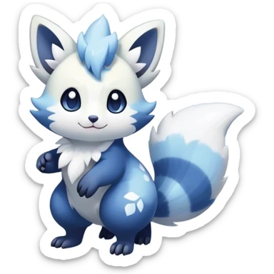 Shiny White Pastel Snowy Icy Sparkly Cute Furret-Meowstic-Zangoose-Hybrid (Full body) with snow and snowflakes  sticker