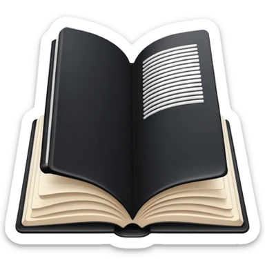 open book with black cover and with completely white pages sticker