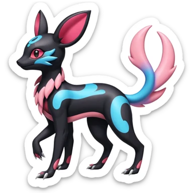 Salandit-Sylveon-Umbreon-fusion-Pokémon-hybrid-creature  sticker