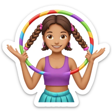 girl with 2 hula hoops sticker
