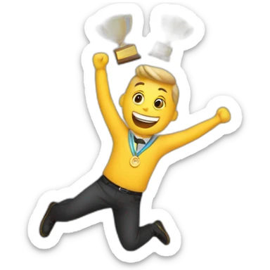 floating Excited man with awards sticker