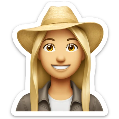 Healthy city living caucasian headshot with sunhat sticker