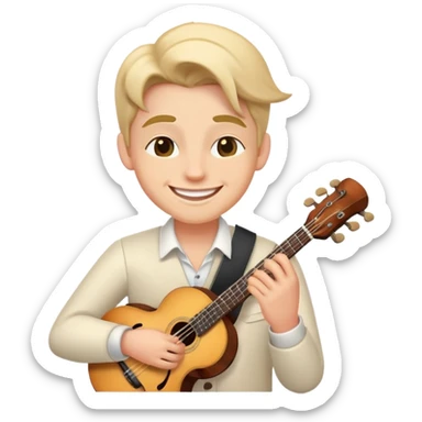 Musician smiling confidently and with a mischievous look, winking sticker