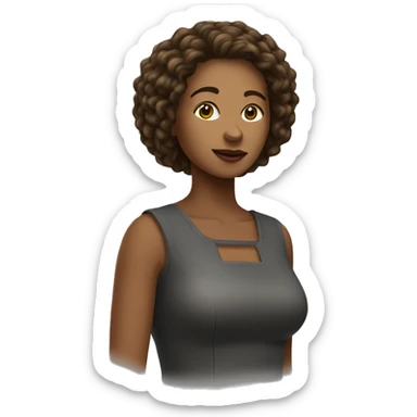 femme agée cheveux courts châtains raides sticker