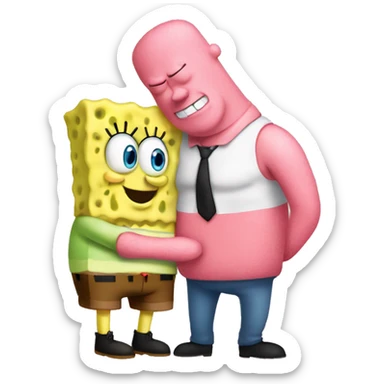 make spongebob and patrick hugging sticker