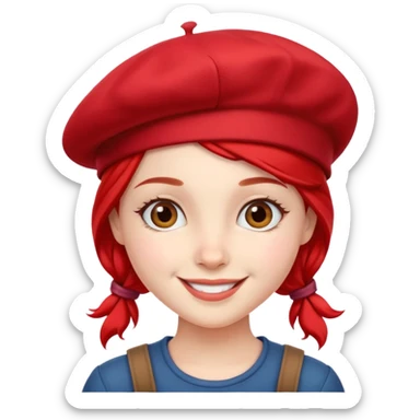 girl with a red beret, smiling sticker