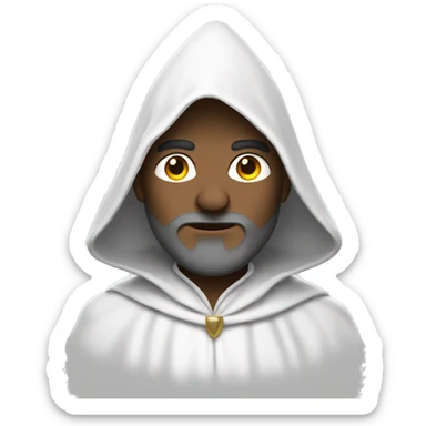 Wizard with all white cloths and pointy hood  sticker