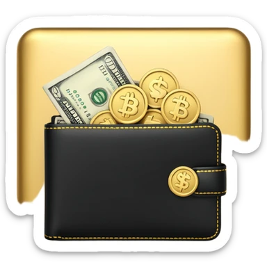 Christmas money emoji, black wallet with cash, luxury 3D emoji style, festive vibe, clean, no background
 sticker