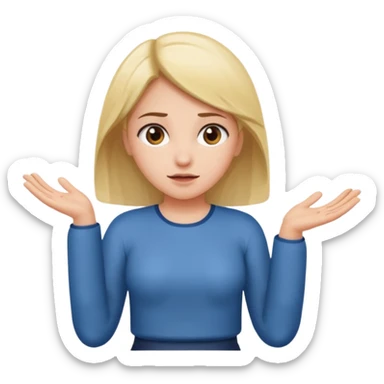 a girl shrugging her shoulders with 6 above her left hand and 7 above her right hand sticker