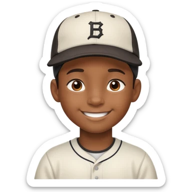 black kid with a sideways baseball cap, smiling sticker
