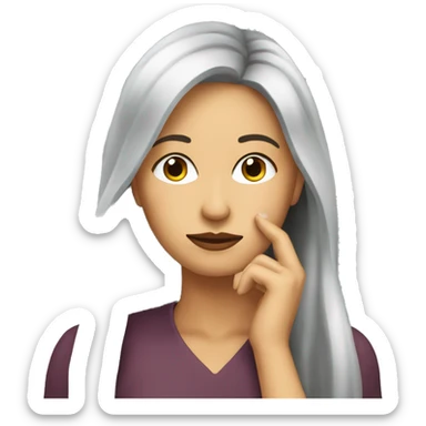 beautiful-woman-psychologist-long-hair-hand-on-the-chin-thinking sticker