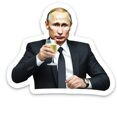 Vladimir Putin drinking champagne  sticker