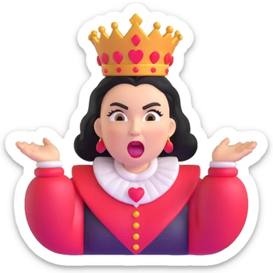 Queen of Hearts from Alice in Wonderland, angry expression, shouting sticker