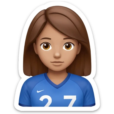 Softball girl number 27 brown hair blue jersey  sticker