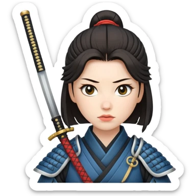 lady samurai holds katana sticker