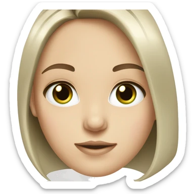 white girl dark brown middle parted hair green eyes sticker