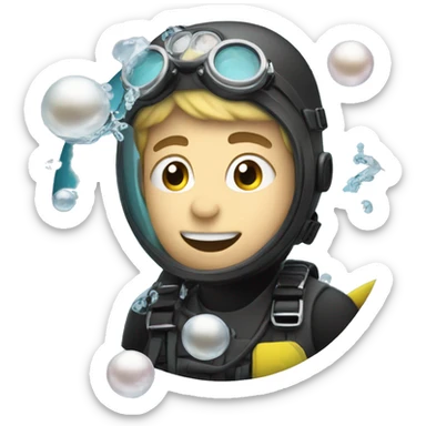 Scuba diver finding a pearl sticker
