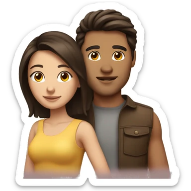 Brunette couple girl and guy sticker