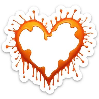 splattered paint heart glowing red-orange warmth sticker
