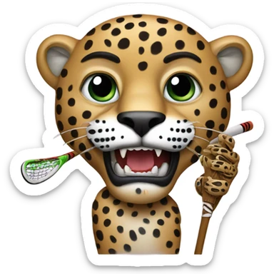 jaguar holding one lacrosse stick sticker