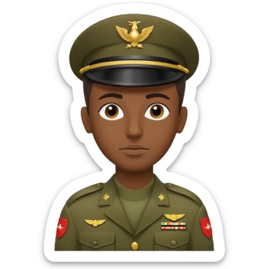 
portrait of an Iraqi soldier, from head to chest, with a neutral expression sticker