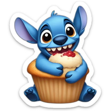 Stitch eating a muffin  sticker