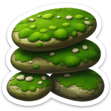 A patch of bright moss covering smooth forest stones. sticker