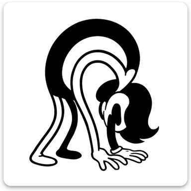 Make the bending woman pose much more exaggerated, keep the Bendy cartoon style. sticker