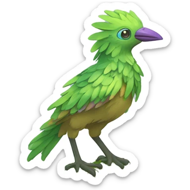 Colorful earthly muddy fresh Cool Cute Fantasy legendary swampy tree-jungle-bird plant-grass-type-Dendro-avian Fakemon full body sticker