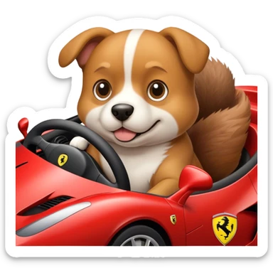 Dog driving a Ferrari  sticker