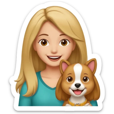 Chica castaña clara con su mascota sticker