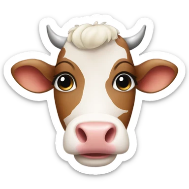 cute female cow with lashes sticker