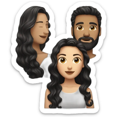 White-man-with-a-smooth-black-hair-cut-fade-and-a-black-beard-kissing-a-white-woman-with-long-brown-waved-hair sticker