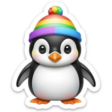 Penguin with a rainbow hat  sticker