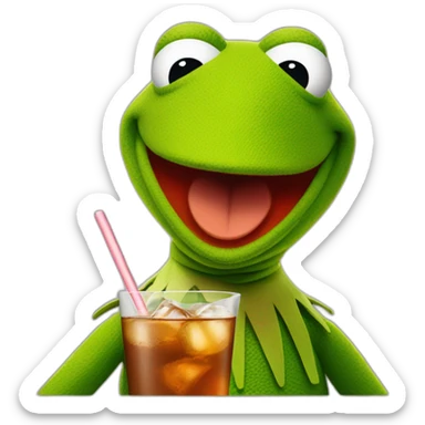 Kermit la grenouille qui boit un ice tea sticker