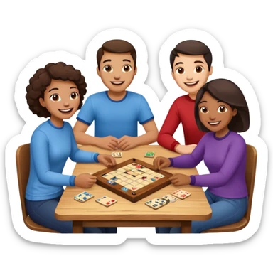 Four friends playing board game sticker