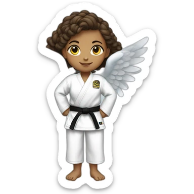 Girl angel wearing jiujitsu gi sticker