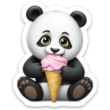 Panda eating ice cream sticker