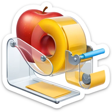 adhesive tape in a tape dispenser, simple, clear, apple style emoji sticker