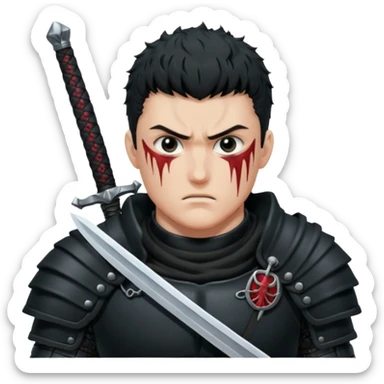 Guts del manga de berserk con su estilo característio sticker